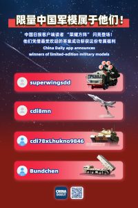 China Daily App обявява победители във военни модели с ограничено издание
