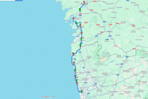 Camino Portuguese Coastal+Central Routes Combined – Route Map for GPS navigation
